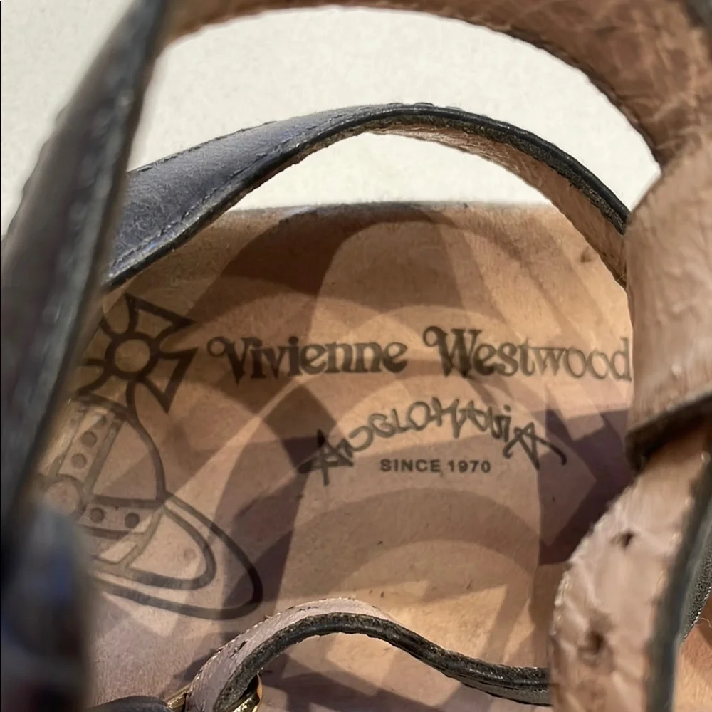 Vivienne Westwood Leather Gladiator Sandals, Charcoal. Size 8.5 - Picture 5 of 11